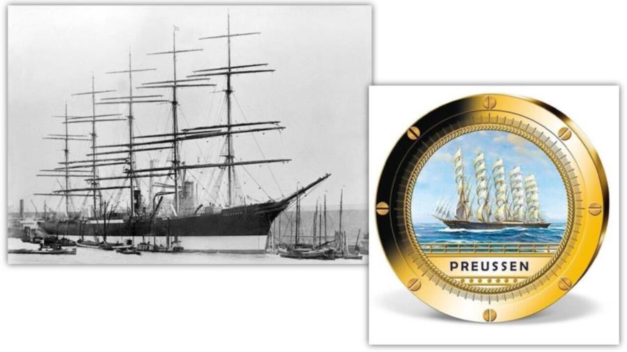  アンティークコイン モダンコイン  プラセン世界で最も有名な船記念イングランドメダル Preussen The Most Famous Ships in the World Commemorative England Medal