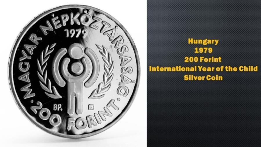 【極美品/品質保証書付】 アンティークコイン モダンコイン [送料無料] ハンガリー200 forint 1979年の子供の銀貨の国際年 Hungary 200 Forint 1979 International Year of the Child Silver Coin