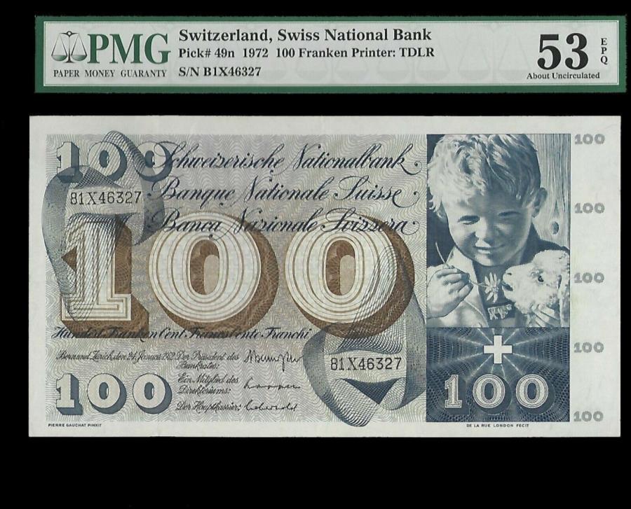 100ե1972ʾΩPMG 53 Switzerland 100 Francs 1972 Banknote Swis...