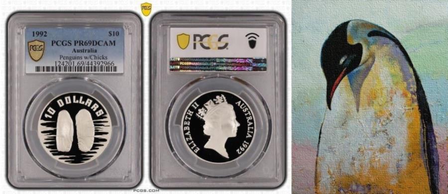 ڶ/ʼݾڽա ƥ 󥳥 [̵] ȥꥢ10ɥ1992ڥ󥮥PCGS 69С Australia 10 Dollar 1992 Emperor Penguin PCGS 69 Silver Coin