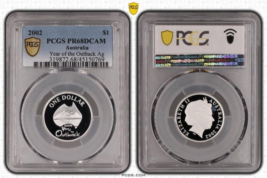 ȥꥢ1ɥ2002ǯΥȥХåPCGS 68 DCAMСǯ Australia 1 Dollar 2002 Ye...