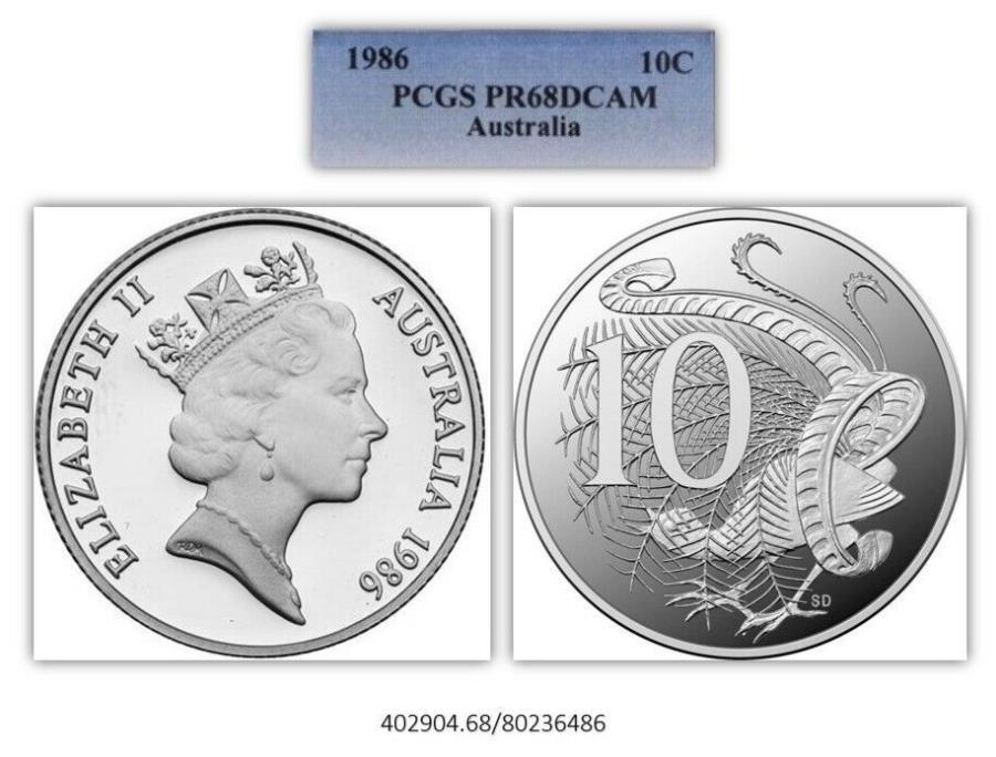yɔi/iۏ؏tz AeB[NRC _RC [] I[XgA10Zg1986 PCGS PR68DCAM Australia 10 Cents 1986 PCGS PR68DCAM