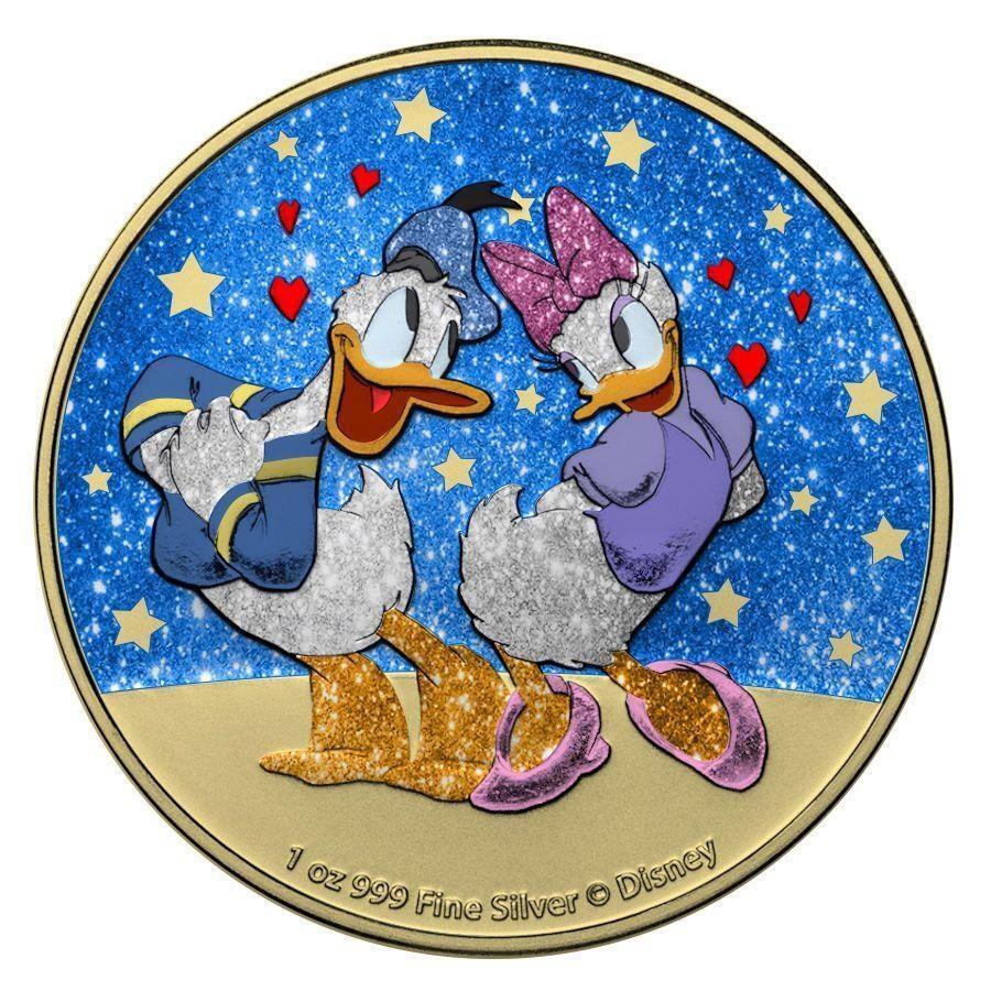 ڶ/ʼݾڽա ƥ 󥳥 [̵] 2021˥塼$ 2ǥˡ - ɥʥɡǥå֥롼1󥹥С - 2021 Niue Island $2 Disney - Donald &Daisy Glitter Blue 1oz Silver Coin-