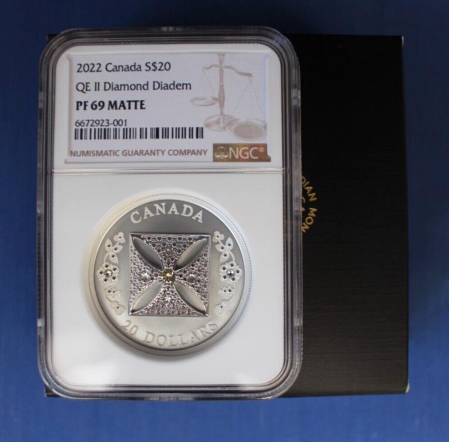  アンティークコイン モダンコイン  2022カナダシルバープルーフ$ 20コイン「ダイヤモンドディアデム」NGC等級PF69ケース付き 2022 Canada Silver Proof $20 coin "Diamond Diadem" NGC Graded PF69 with Case