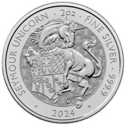 【極美品/品質保証書付】 アンティークコイン モダンコイン [送料無料] 2024 2 OZ British Tudor Beasts：Seymour Unicorn Silver Coin（BU） 2024 2 oz British Tudor Beasts: Seymour Unicorn Silver Coin (BU)