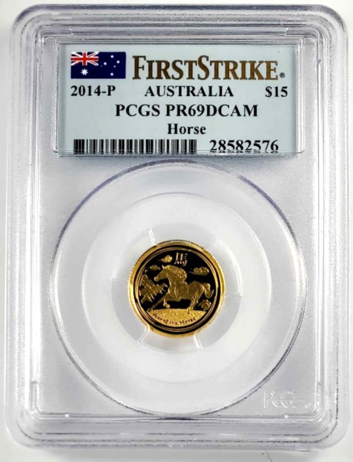  アンティークコイン モダンコイン  2014 Pオーストラリアの馬の年 2014 P Australia Year of the Horse $15 Gold 1/10th Oz PCGS PR69DCAM First Strike