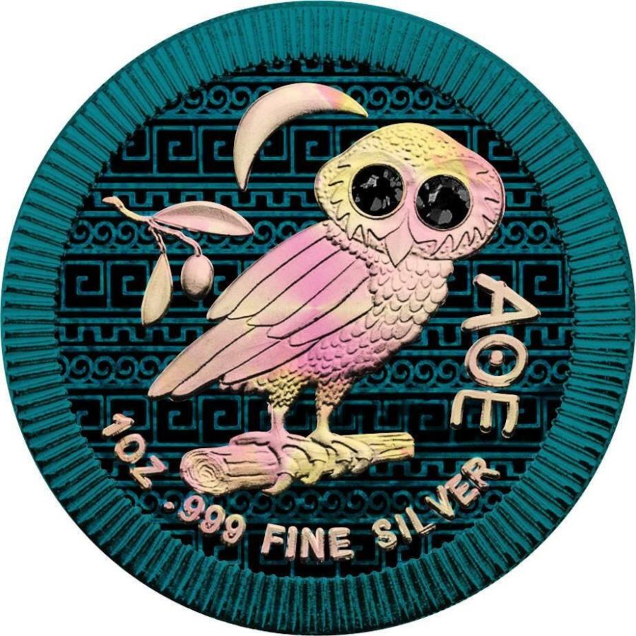 ڶ/ʼݾڽա ƥ 󥳥 [̵] 2020 niue $ 2ƥʥե -  - 1󥹥С +եꥹ - 2020 Niue $2 Athenian Owl - Black Eyes - 1oz Silver Coin + Swarovski Crystal-
