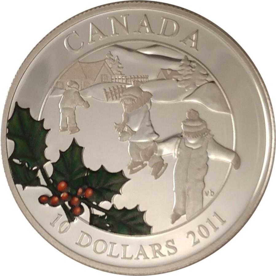 yɔi/iۏ؏tz AeB[NRC _RC [] 2011Ji_$ 10Vo[RC - gXP[^[zf[J[RC 2011 Canada $10 Fine Silver Coin - Little Skaters Holiday Coloured Coin