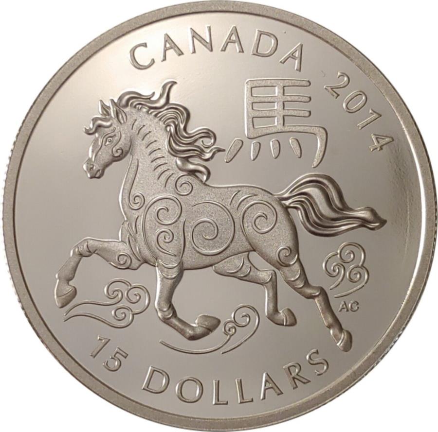 yɔi/iۏ؏tz AeB[NRC _RC [] 2014Ji_$ 15ׂ̍Vo[RCV[Y - n̔N 2014 Canada $15 Lunar Fine Silver Coin Series - Year of the Horse
