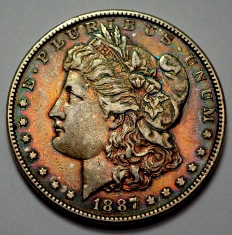  アンティークコイン モダンコイン  1887-Pモーガンシルバーダラーモンスターナチュラルトーニングキーデートコインレア 1887-P Morgan Silver Dollar Monster NATURAL Toning KEY DATE Coin Rare
