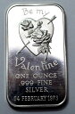 【極美品/品質保証書付】 アンティークコイン モダンコイン [送料無料] 1 oz 999シルバーバー私のバレンタイン2月になります。 14、1973ハートヴィンテージ、マディソンミント 1 Oz 999 Silver Bar BE MY VALENTINE FEB. 14, 1973 HEART Vintage, Madison Mint