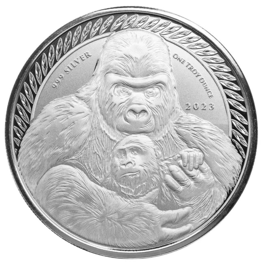 yɔi/iۏ؏tz AeB[NRC _RC [] 2023RSaVo[obNS1IX.999t@CVo[BURC݌ 2023 Republic of Congo Silverback Gorilla 1 oz .999 Fine Silver BU Coin IN STOCK