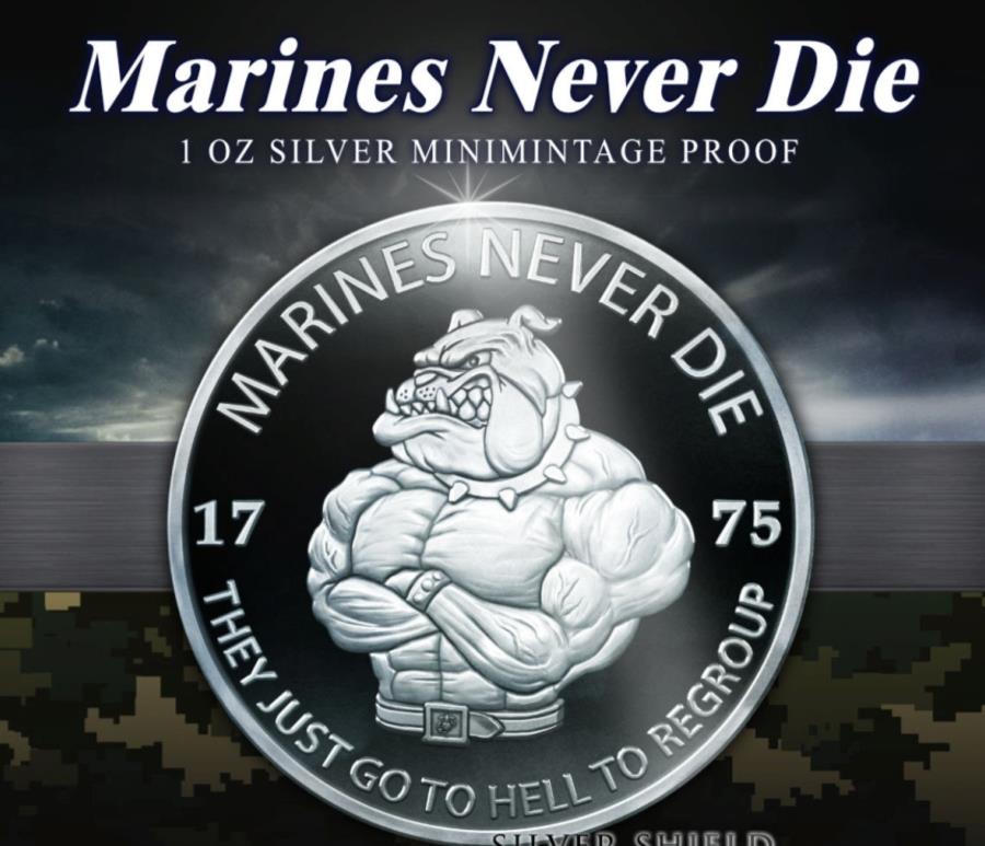  アンティークコイン モダンコイン  2023-海兵隊は死ぬことはありません 2023 - MARINES NEVER DIE 1 oz .999 FINE Silver Shield Proof MINIMINTAGE PRESALE