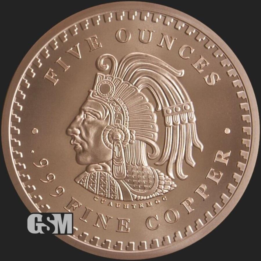  アンティークコイン モダンコイン  5オンス。アステカカレンダー銅ラウンド - ゴールデンステートミント.999ファインカッパーバックオーダー 5 oz. Aztec Calendar Copper Round - Golden State Mint .999 Fine COPPER BACKORDER