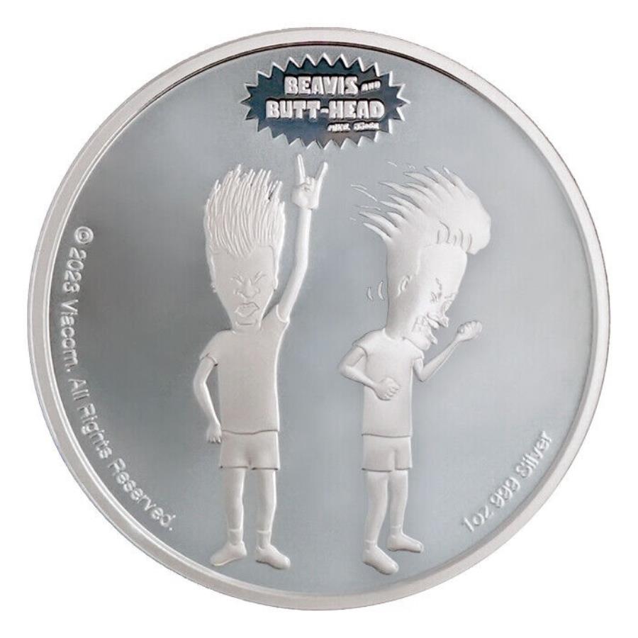 2023 Niue BeavisButthead 30th Anniversary Bu 1 Oz Silver Coin in Caps...
