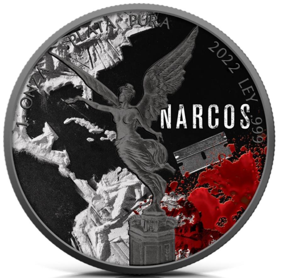 【極美品/品質保証書付】 アンティークコイン モダンコイン [送料無料] 2022 Libertad Narcos Blood＆Cocaine 1 oz .999 Silver Edition＃1 2022 Libertad Narcos Blood & Cocaine 1 oz .999 silver Edition #1