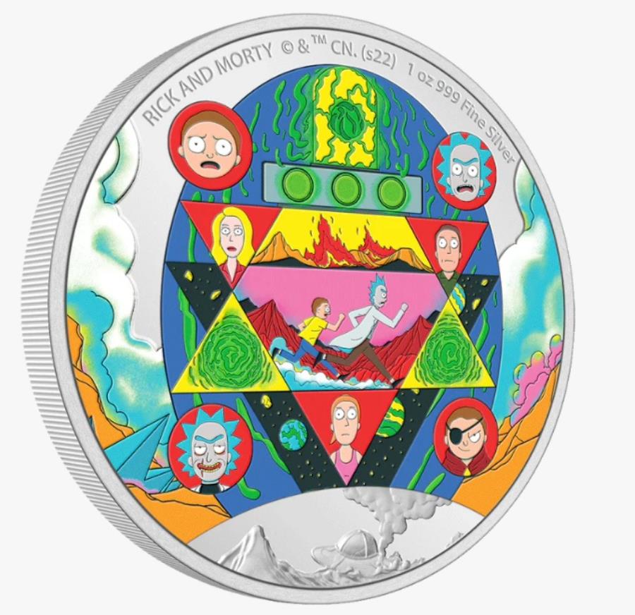 yɔi/iۏ؏tz AeB[NRC _RC [] 2022bN[eB1IX.999Vo[J[v[tRCA_gXC 2022 Rick & Morty 1 oz .999 silver colorized proof coin Adult Swim