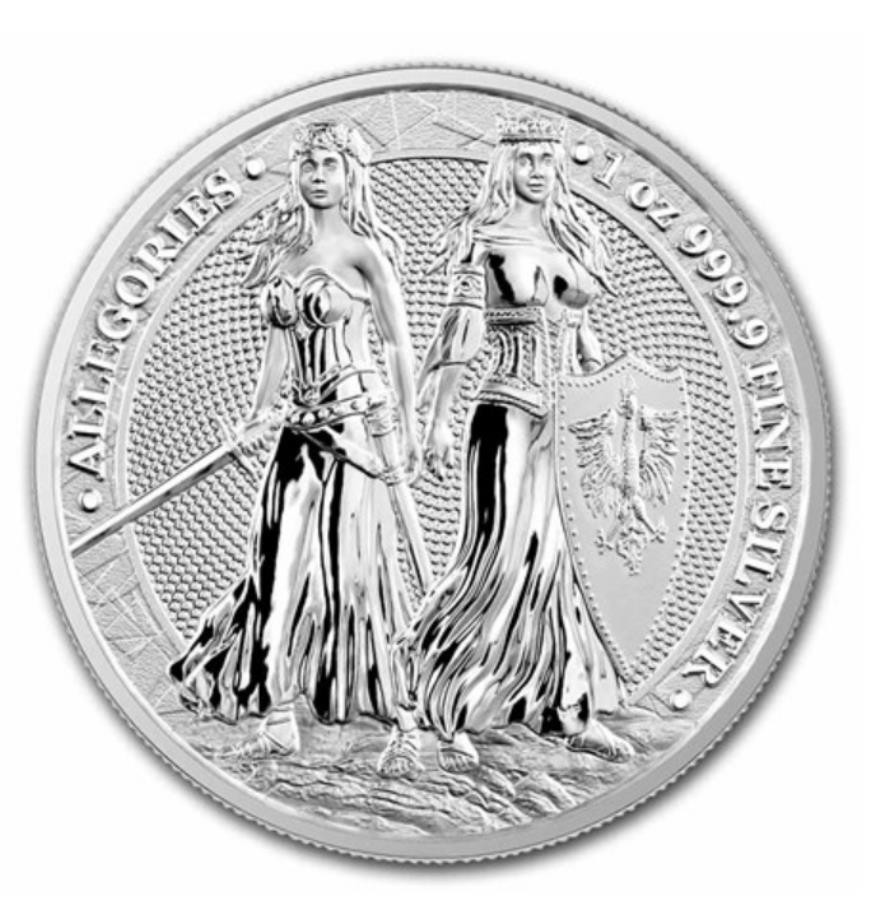 yɔi/iۏ؏tz AeB[NRC _RC [] 2022AS[|jAƃQ}jA1IX.999Vo[BURCW/ COA 2022 Allegories Polonia and Germania 1 oz .999 silver BU coin w/ COA