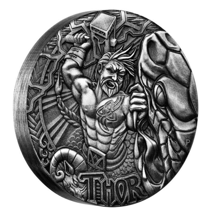 yɔi/iۏ؏tz AeB[NRC _RC [] Thor Norse Gods 2 Oz Antiqued Silver Coin Tuvalu 2016 Thor Norse gods 2 oz antiqued silver coin Tuvalu 2016