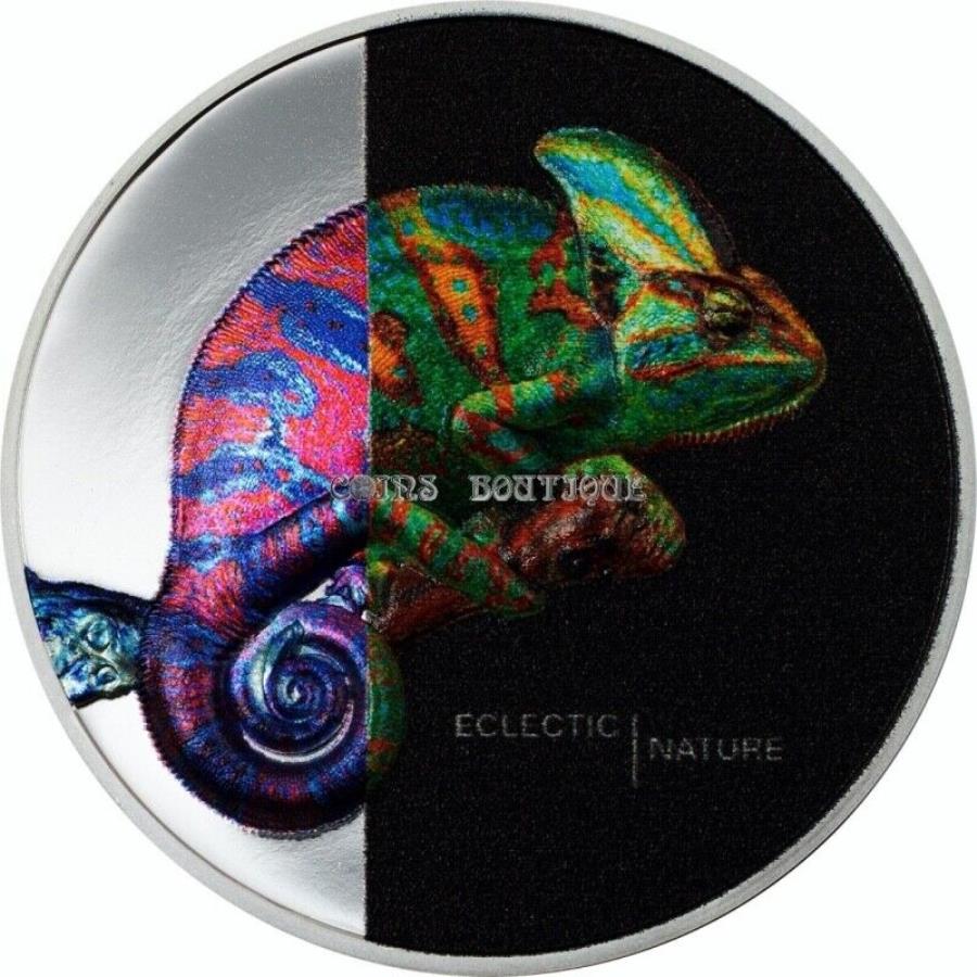 yɔi/iۏ؏tz AeB[NRC _RC [] Chameleon Electric Nature High Relief 1 Oz Proof Silver Coin Cook Islands 2023B Chameleon electric nature high relief 1 oz proof silver coin Cook Islands 2023.