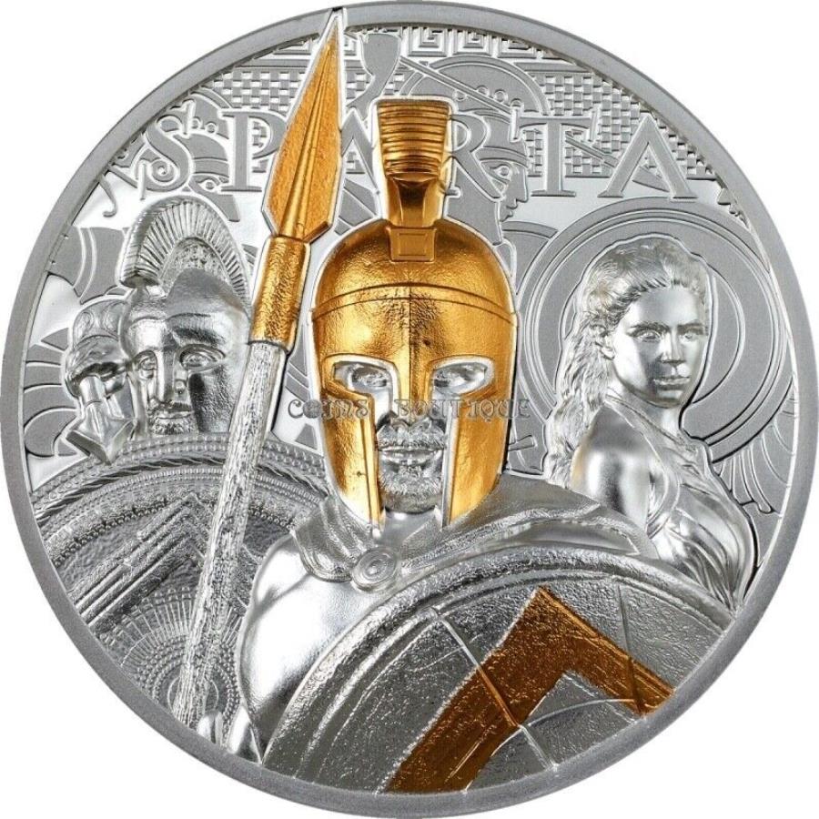 yɔi/iۏ؏tz AeB[NRC _RC [] 2023Xp^EgnC[t3v[tVo[RCF̃NbNACh 2023 Sparta ultra high relief 3 proof silver coin gilded Cook Islands