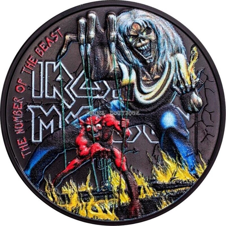 ڶ/ʼݾڽա ƥ 󥳥 [̵] ᥤǥäο1󥹥С󥪥֥ǥ֥åCI 2022 Iron Maiden the number of the beast 1 oz silver coin obsidian black CI 2022