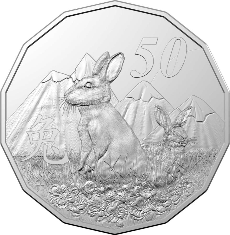  アンティークコイン モダンコイン  2023オーストラリアのウサギの年-50CテトラデカゴンUNCコイン 2023 Australia Year of the Rabbit - 50c Tetra Decagon UNC Coin