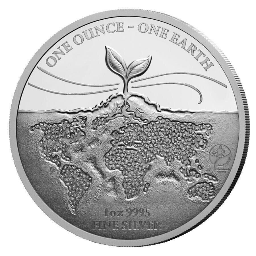  アンティークコイン モダンコイン  2022フィジー$ 1 1オンスのシルバーワンアースbu 2022 Fiji $1 1-oz Silver One Earth BU