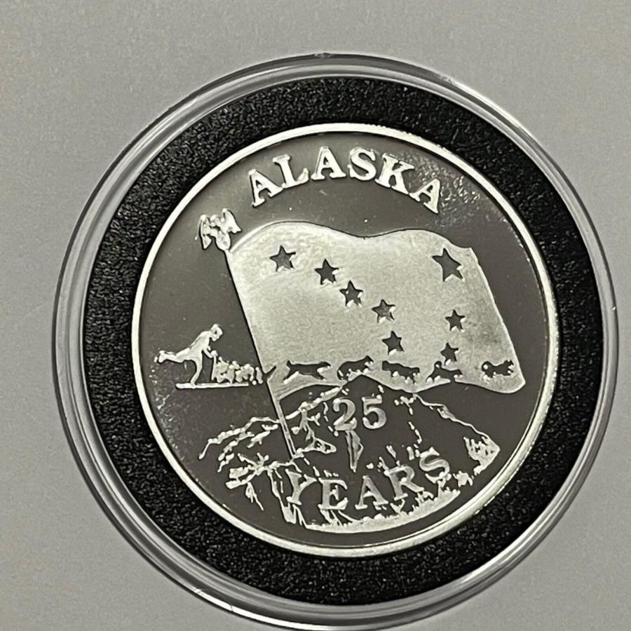 yɔi/iۏ؏tz AeB[NRC _RC [] AXJEW\E}^C Alaska Johnson Matthey ?Iditarod Coin 1 Troy Oz .999 Fine Silver Round Medal 999