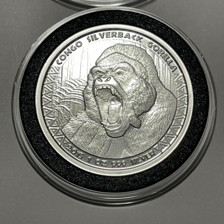 yɔi/iۏ؏tz AeB[NRC _RC [] 2015RSVo[obNSRC1gCIY.999t@CsAVo[Eh_ 2015 Congo Silverback Gorilla Coin 1 Troy Oz .999 Fine Pure Silver Round Medal