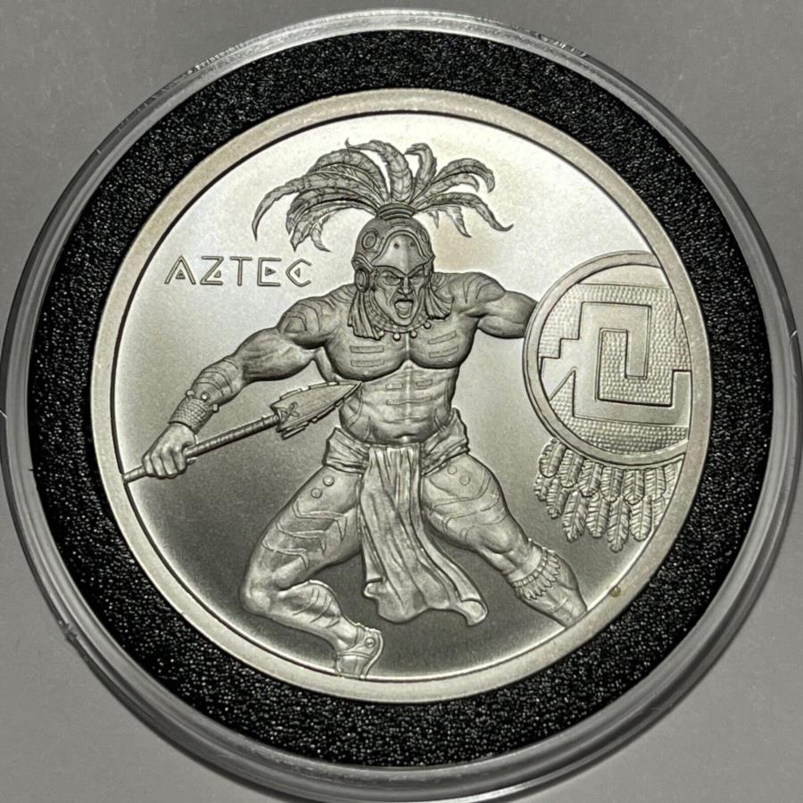 楽天アンティーク王子_ANTIQUE PRINCE【極美品/品質保証書付】 アンティークコイン モダンコイン [送料無料] アステカの戦士コレクターコイン1トロイオズ.999ファインシルバーラウンドメダルを見つけるのは難しい Hard To Find Aztec Warrior Collector Coin 1 Troy Oz .999 Fine Silver Round Medal