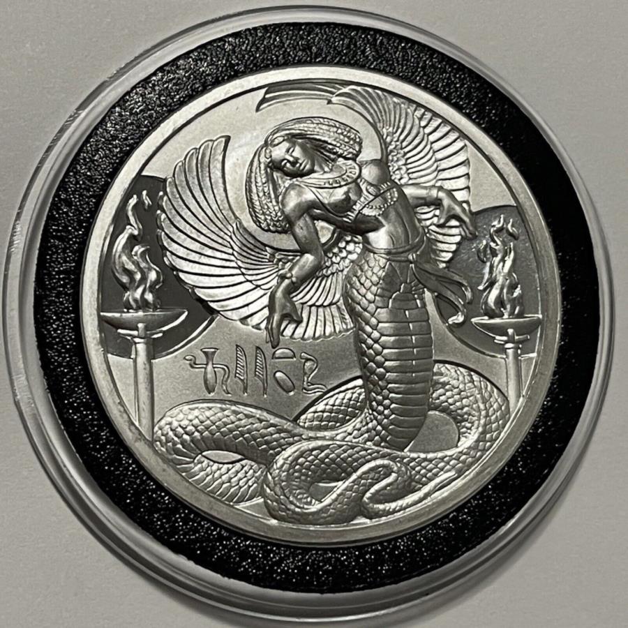 yɔi/iۏ؏tz AeB[NRC _RC [] nC[tGWvg_V[Y9WFbgRC2gCIY.999t@CVo[Eh High Relief Egyptian God Series #9 Wadjet Coin 2 Troy Oz .999 Fine Silver Round