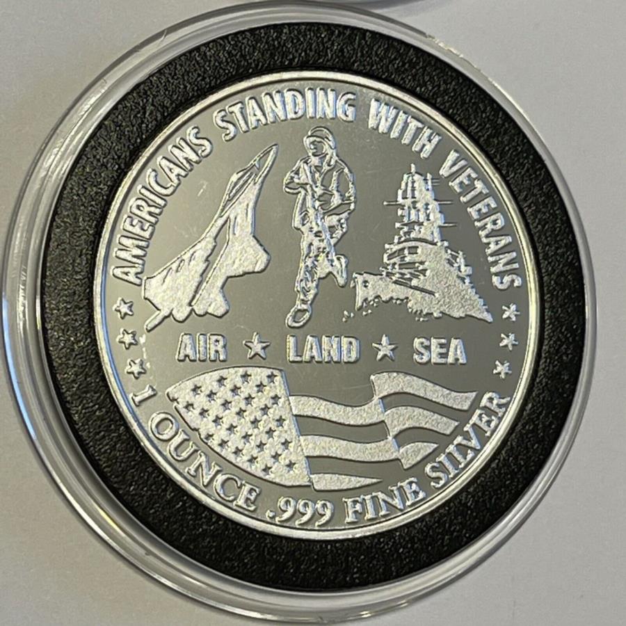 yɔi/iۏ؏tz AeB[NRC _RC [] AJޖRlRCA}bN1gCIY.999t@CVo[Eh_999 American Veterans Air Land Sea AMAC 1 Troy Oz .999 Fine Silver Round Medal 999