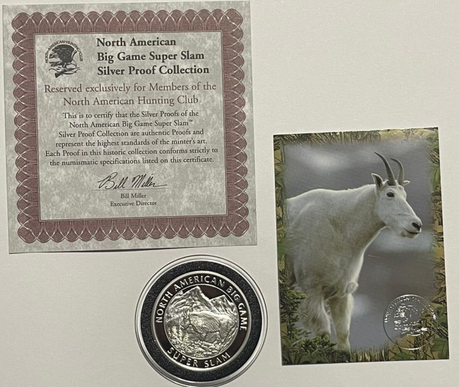 yɔi/iۏ؏tz AeB[NRC _RC [] bL[}EeS[gn??eBONuv[tRC1gCIY.999t@CVo[Eh999 Rocky Mountain Goat Hunting Club Proof Coin 1 Troy Oz .999 Fine Silver Round 999