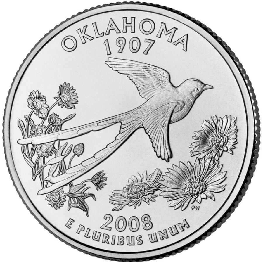 【極美品/品質保証書付】 アンティークコイン モダンコイン [送料無料] 2008 Pオクラホマ州四半期。 USミントロールから循環しません。 2008 P Oklahoma State Quarter. Uncirculated from US Mint Roll.