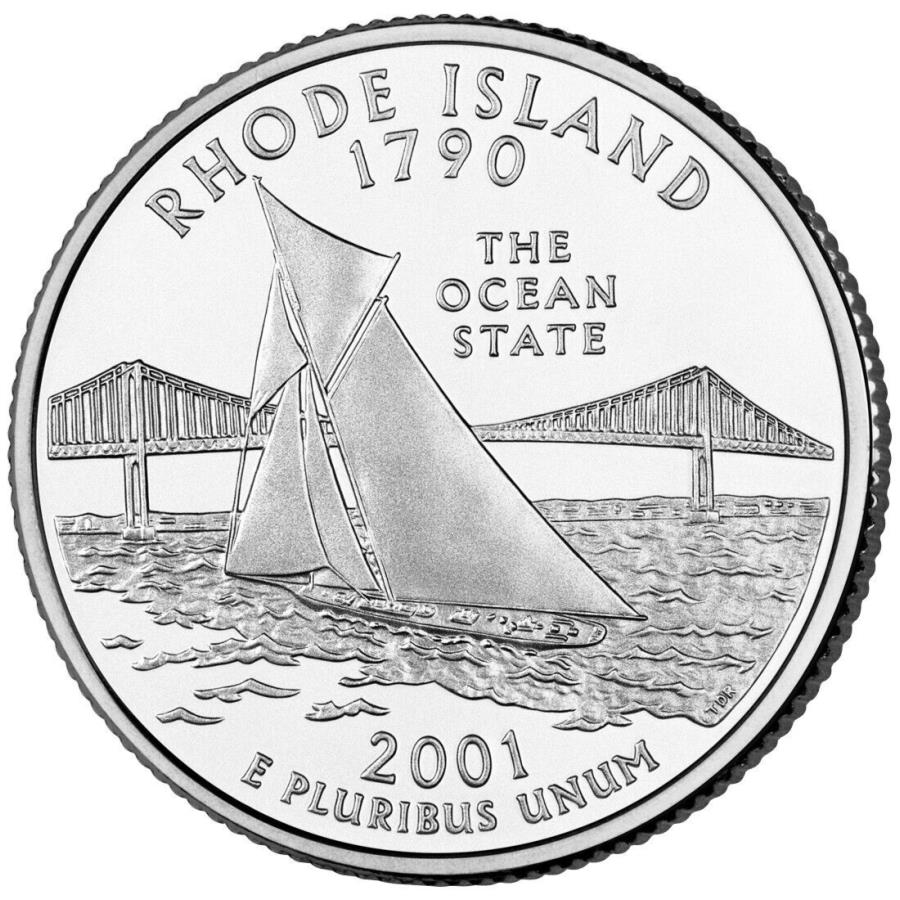 yɔi/iۏ؏tz AeB[NRC _RC [] 2001[hAChPlB US~g[z܂B 2001 Rhode Island P Quarter. Uncirculated From US Mint roll.