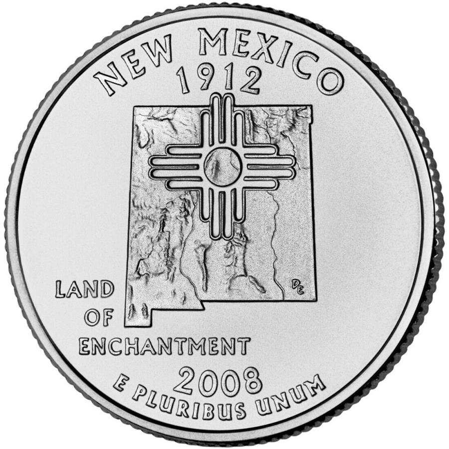 【極美品/品質保証書付】 アンティークコイン モダンコイン [送料無料] 2008 Pニューメキシコ州四半期。 USミントロールから循環しません。 2008 P New Mexico State Quarter. Uncirculated from US Mint roll.
