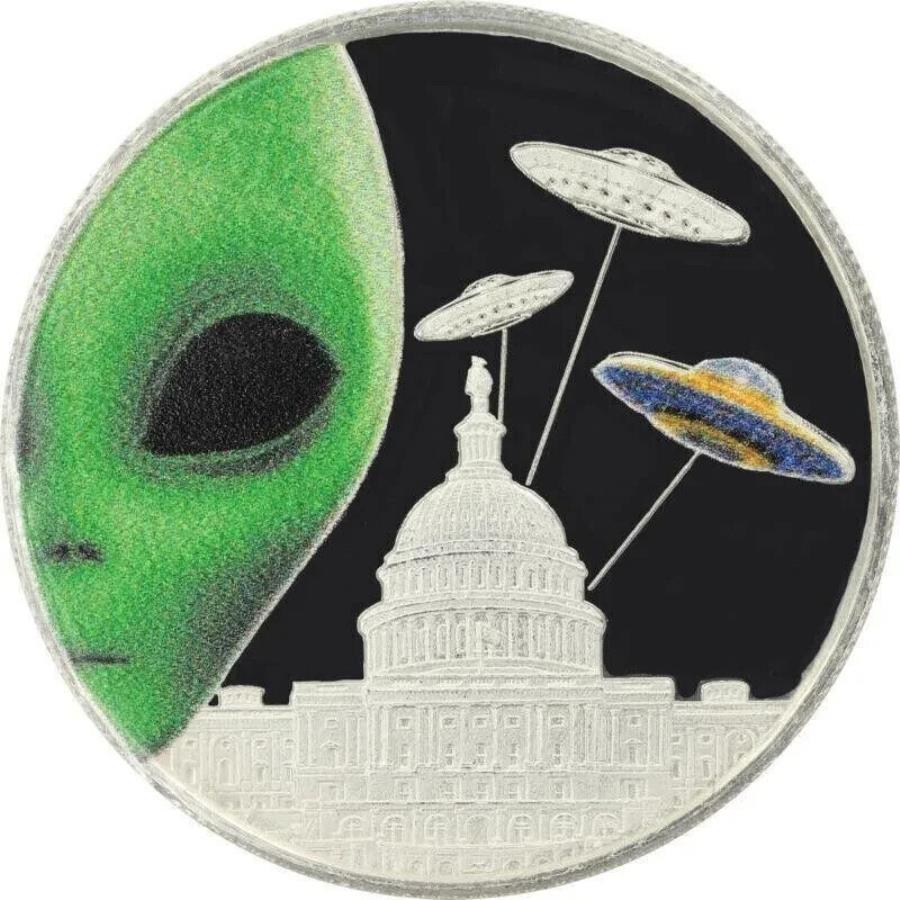 ڶ/ʼݾڽա ƥ 󥳥 [̵] ץ륨ꥢΥСۥ磻ȥϥ1 oz .999Сۥ磻ȥϥ51 UFO NEW Colorized Alien Invasion 1 oz .999 Silver Whitehouse in capsule AREA 51 UFO NEW!