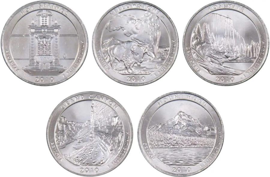 yɔi/iۏ؏tz AeB[NRC _RC [] 2010 dl5RCZbgz~g25cW\ 2010 D National Park Quarter 5 Coin Set Uncirculated Mint State 25c Collectible