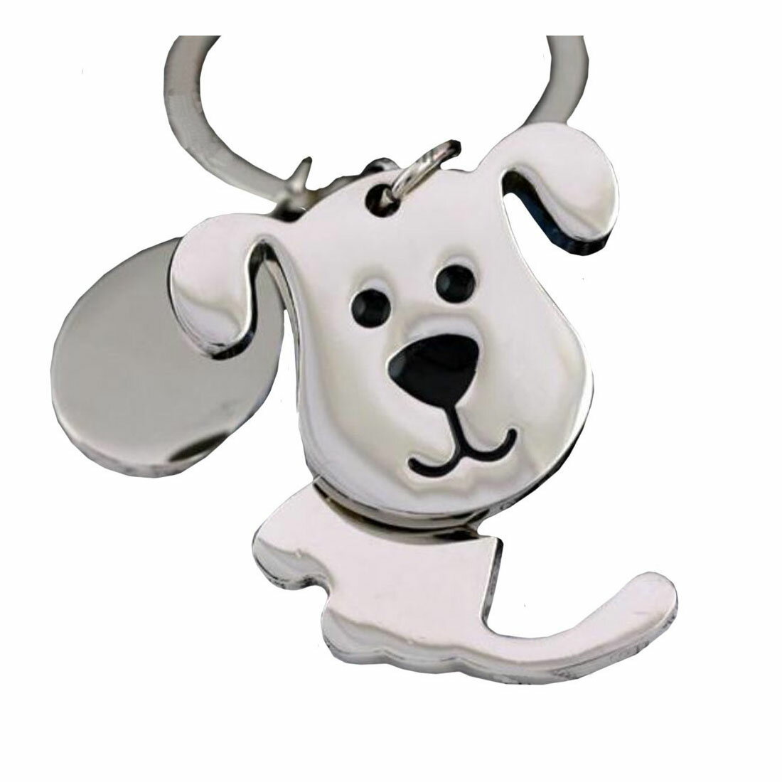 犬 キーホルダー キーリング いぬ メタル シルバー しっぽ が 揺れる チャーム バッグ