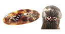 フランス製 彫刻 オーバルラインストーン デザイン バレッタ ハンドメイド ヘアクリップ ray