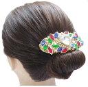 【値下げ!1980円⇒1584円!!】バレッタ 豪華 パール ラインストーン アルキエ 〔髪留め 金属メタル ヘアクリップ 華やか ゴージャス 髪どめ ヘアアク...