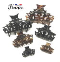 【限定品/少し訳あり/残り Lサイズのみ】フランス製 バンスクリップ 大 中 L M 唐草 中抜き ブラック べっ甲 〔ヘアクリップ ラージ ミディアム ヘアアクセサリー ツリー 髪どめ 部分留め〕450 451【ray】
