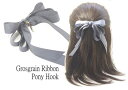 ポニーフック ヘアフック ヘアカフ グログラン リボン コーム ピン ヘアアクセサリー ポニーテール ゴム ウーリー ハンドメイド 2cm幅 デート お呼ばれ パーティー 結婚式【ray】