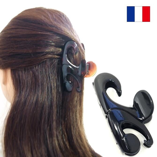 フランス製 バンスクリップ ノエル 〔ヘアクリップ 中サイズ バネが見えないカバー付き バンス 髪どめ しっかりとまる 強いバネ ヘアアクセサリー シンプル 無地 プレーン アセテートセルロース樹脂 アセチ デイリー オフィス 仕事 ハーフアップ 髪留め パンス〕