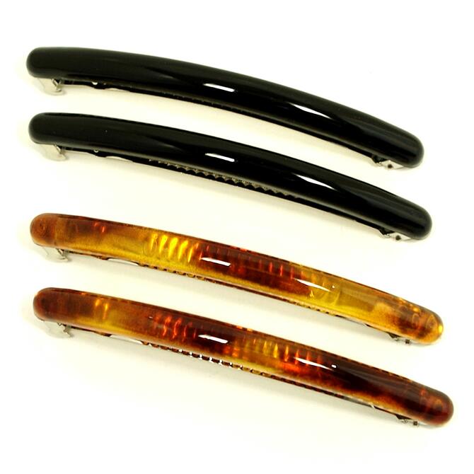 再入荷【単品/2個セット】スリム バレッタ 大きめ ロング 〔シンプル 髪留め ヘアクリップ 量の多い髪OK ヘアアクセサリー デイリー普段使い オフィス 仕事...