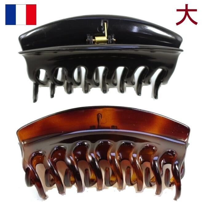 乐天商城 - フランス製 バンスクリップ 大 なみなみ足 エリゼ 〔大きめ ヘアクリップ フランス 髪どめ シンプル ヘアアクセサリー オフィス 仕事 プレーン 無地 強いバネでよくとまる しっかりはさめる〕