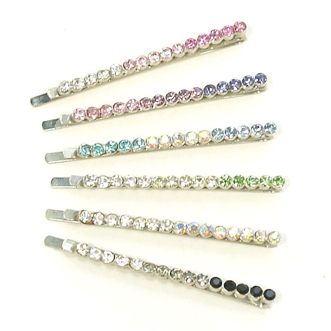 【残り1p】ヘアピン さしピン ラインストーン グラデーションカラー ストレート ロング 〔アメピン シンプル やや長め 前髪 サイド 髪どめ 華やか キラキラ ヘアアクセサリー〕