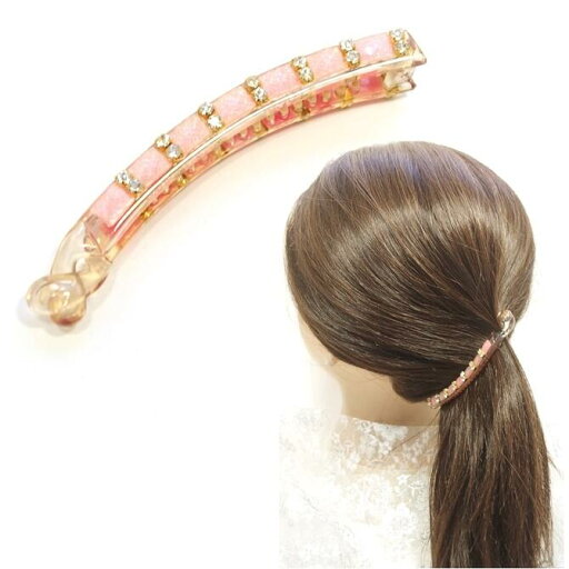 【残り2p】バナナクリップ スリム カットストーン ラメ入パールカラー クリアラインストーン付き 〔ヘアクリップ 髪どめ 髪飾り キラキラ おしゃれ ヘアアクセサリー 涼しげ ピンク かわいい〕 【残り2p】バナナクリップ スリム カットストーン ラメ入パールカラー クリアラインストーン付き 〔ヘアクリップ 髪どめ 髪飾り キラキラ おしゃれ ヘアアクセサリー 涼しげ ピンク かわいい〕