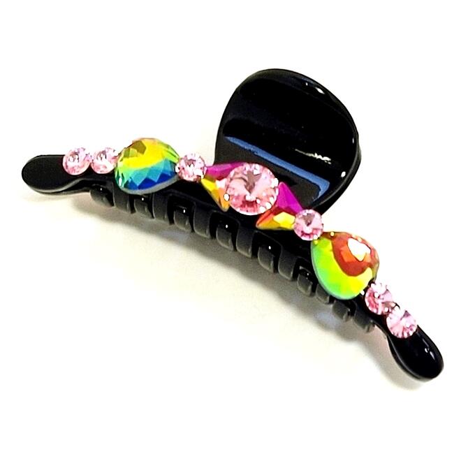 バンスクリップ クリスタル スワロフスキー ハートリボン 〔ヘアクリップ 高級グラスストーン ガラス 高品質ラインストーン 髪どめ キラキラ 上質 パンス キレ...